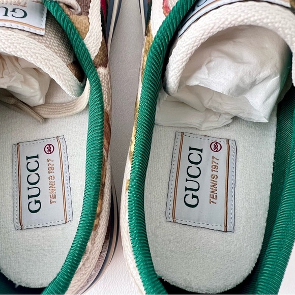 GUCCI | 1977 Tennis Floral Web Stripe GG Monogram Sneakers New US 6.5 EU 36.5 - Picture 5 of 11